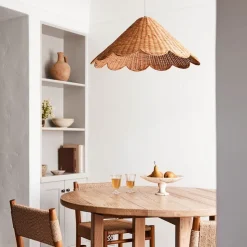 Brigitte Rattan Scallop Pendant (26")