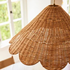 Brigitte Rattan Scallop Pendant (26")