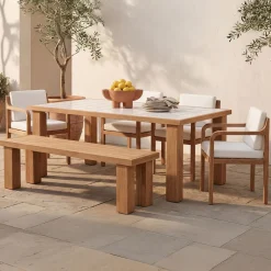 Briley Teak Outdoor Dining Bench