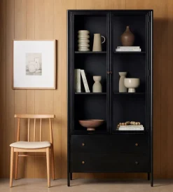 Bronzed Iron Tall Glass Cabinet (40")