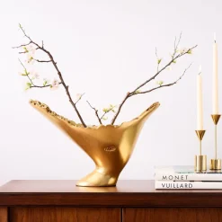 Burled Gold Leaf Vase