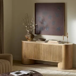 Caiphas Travertine Media Console (66")