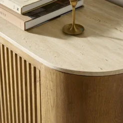 Caiphas Travertine Media Console (66")