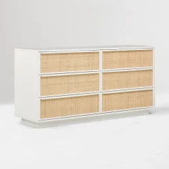 Callahan Solid Wood Rattan 6-Drawer Dresser (60")