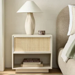 Callahan Solid Wood Rattan Nightstand (24")