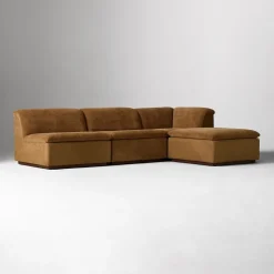 Calvin Fabric & Leather 4-Piece Ottoman Sectional (113.5")