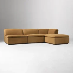 Calvin Leather 4-Piece Ottoman Sectional (113.5")