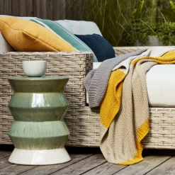 Cami Indoor/Outdoor Ceramic Round Side Table (13")