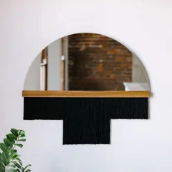 Candice Luter Duet Fringe Half Circle Wall Mirror w/ Accent Bar