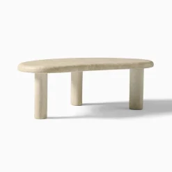 Cannellini Faux Travertine Outdoor Coffee Table (47")