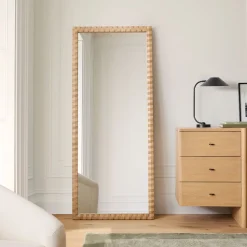 Cantilever Textured Wood Floor Mirror