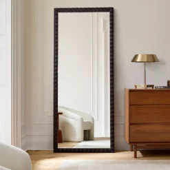 Cantilever Textured Wood Floor Mirror