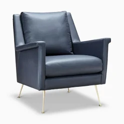Carlo Leather Mid-Century Chair - Metal Legs
