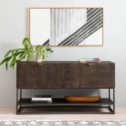 Carved Mango Wood Media Console (56")