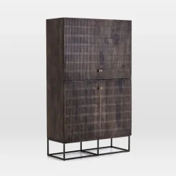 Carved Mango Wood Tall Cabinet (47")