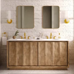 Carved Pattern Double Bathroom Vanity (68")