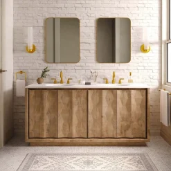 Carved Pattern Double Bathroom Vanity (68")