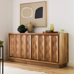 Carved Pattern Solid Wood Buffet (72")