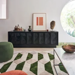Carved Pattern Solid Wood Media Console (60"–80")
