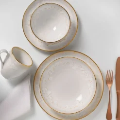 Casafina Taormina Stoneware Gold-Rimmed Pasta Bowls (Set of 4)