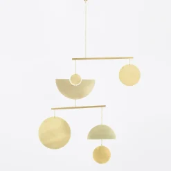 Circle & Line Swivel Mobile, Brass
