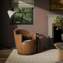 Citrino Petite Leather Swivel Chair