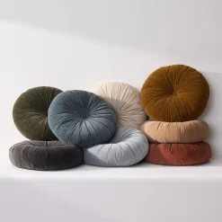 Classic Cotton Velvet Tufted Round Pillow