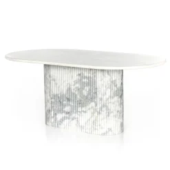 Claudelle Scalloped Marble Dining Table (74")