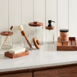 Clover Wood & Glass Bath Accessories