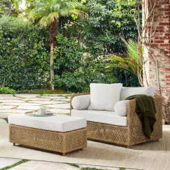 Coastal Outdoor Lounge Chair & Ottoman Set