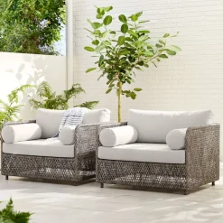 Coastal Wicker Outdoor Lounge Chair