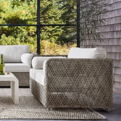 Coastal Wicker Outdoor Lounge Chair