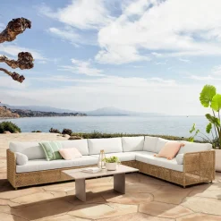 Coastal Wicker Outdoor 4-Piece L-Shaped Sectional (131")