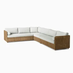 Coastal Wicker Outdoor 4-Piece L-Shaped Sectional (131")