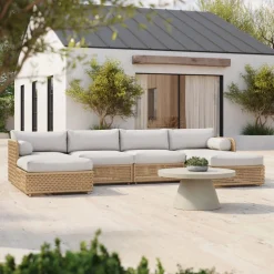 Coastal Wicker Outdoor 4-Piece U-Shaped Sectional (128")