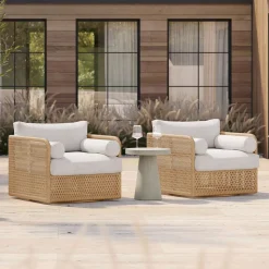 Coastal Wicker Outdoor Swivel Chair