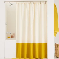 Colorblock Canvas Shower Curtain