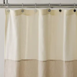 Colorblocked European Flax Linen Shower Curtain