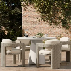 Concrete Indoor/Outdoor Pedestal Round Dining Table (32"–60")