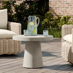 Concrete Pedestal Indoor/Outdoor Round Side Table (18"–24")