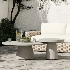 Concrete Pedestal Outdoor Nesting Coffee Tables (24"–44")