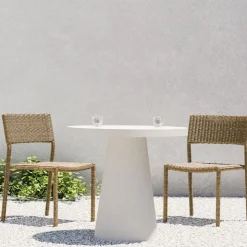Concrete Pedestal Outdoor Round Dining Table (32"–60") & Westport Stacking Side Dining Chairs Set