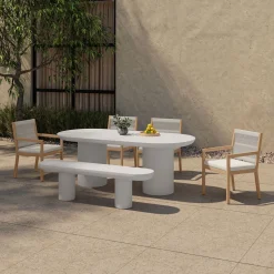 Contemporary Indoor/Outdoor Concrete Dining Bench (68")