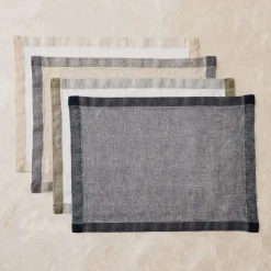 Contrast Border Linen Placemats