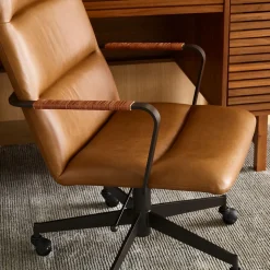 Cooper Mid-Century High-Back Leather Swivel Office Chair
