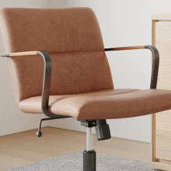 Cooper Mid-Century Leather Swivel Office Chair
