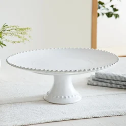 Costa Nova Pearl White Stoneware Cake Stand
