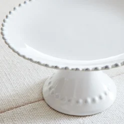 Costa Nova Pearl White Stoneware Footed Plate