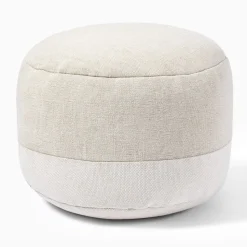 Cotton Canvas Round Pouf