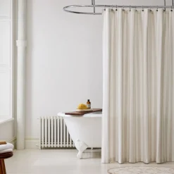 Cotton Linen Stripe Shower Curtain